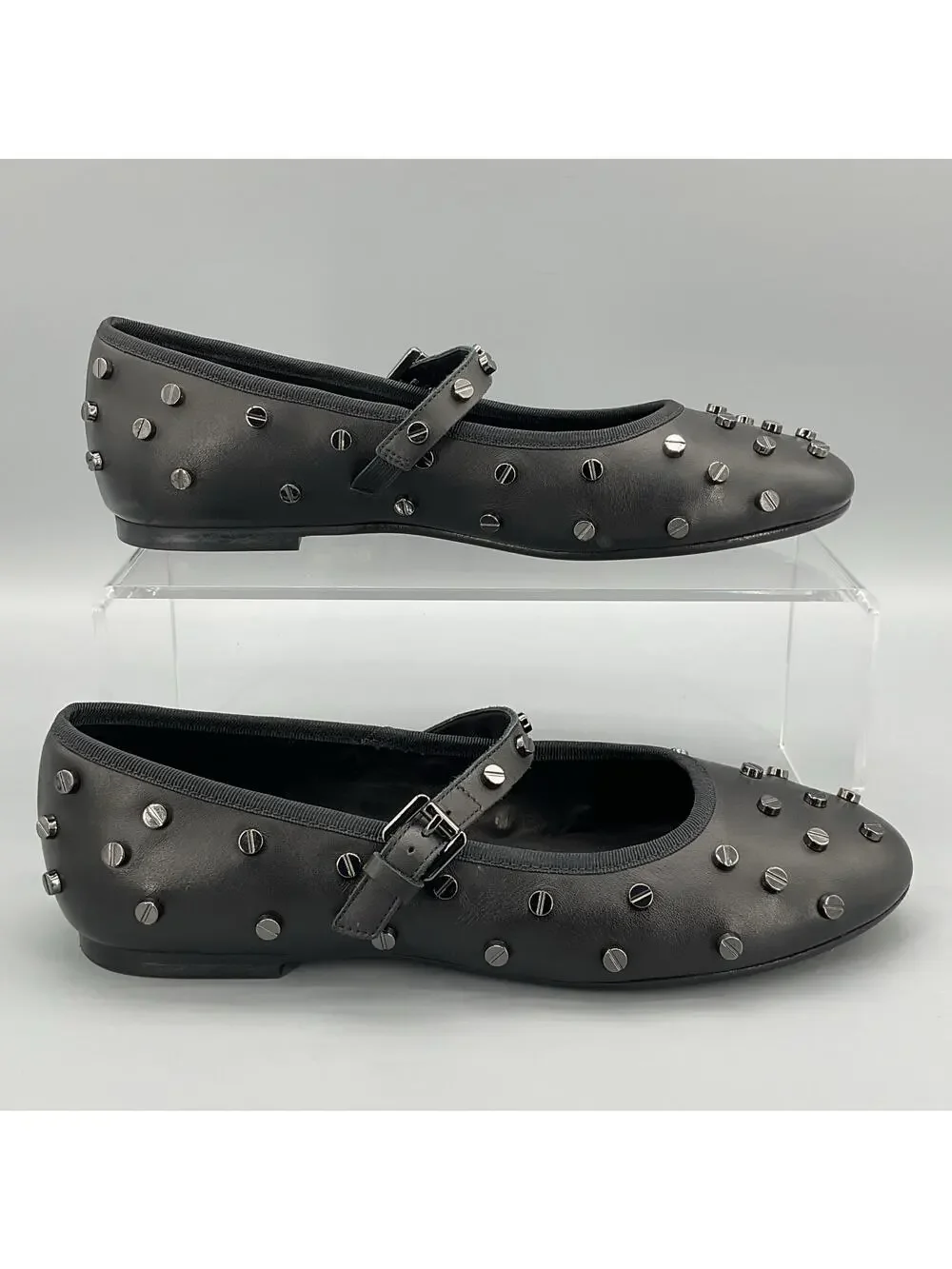 NEW The Kooples Women's Studded Leather Mary Jane Pumps Black Size 8